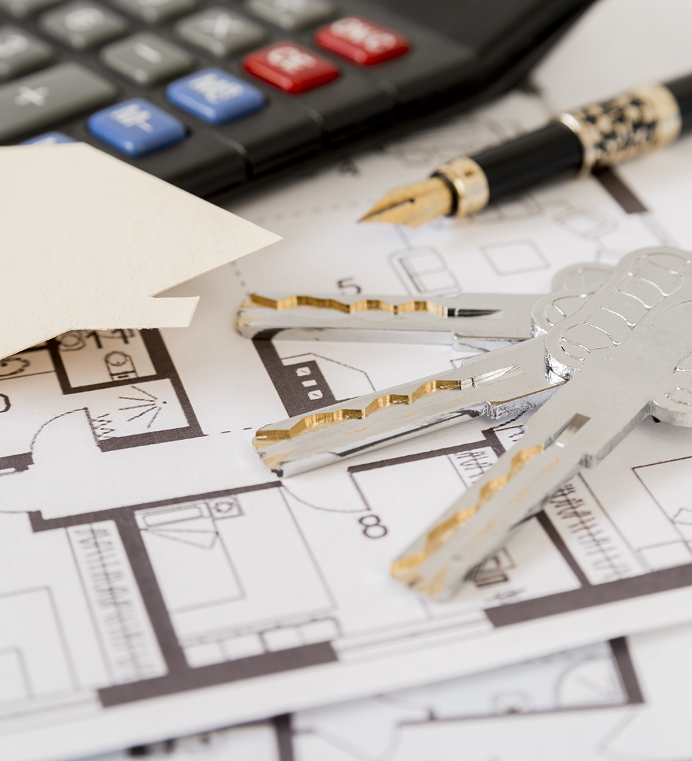 keys-fountain-pen-house-paper-cut-out-calculator-architectural-blueprints